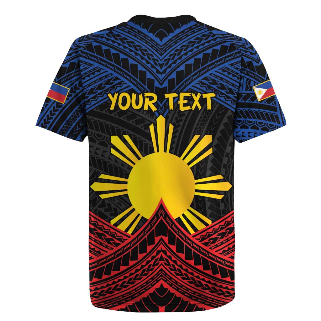Personalized Philippines Rugby Jersey Polynesian Tribal Tattoo with Filipino Flag Motif