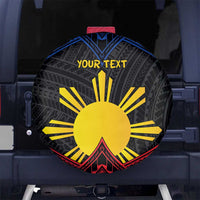 Personalized Philippines Spare Tire Cover Polynesian Tribal Tattoo with Filipino Flag Motif