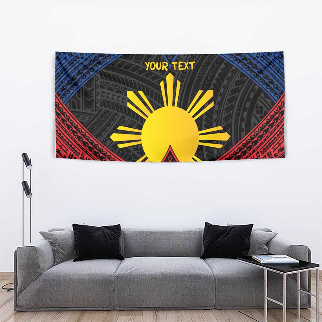 Personalized Philippines Tapestry Polynesian Tribal Tattoo with Filipino Flag Motif