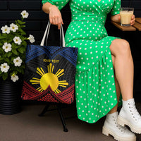 Personalized Philippines Tote Bag Polynesian Tribal Tattoo with Filipino Flag Motif - Polynesian Pride