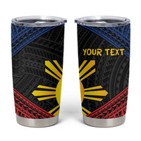 Personalized Philippines Tumbler Cup Polynesian Tribal Tattoo with Filipino Flag Motif