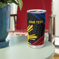 Personalized Philippines Tumbler Cup Polynesian Tribal Tattoo with Filipino Flag Motif