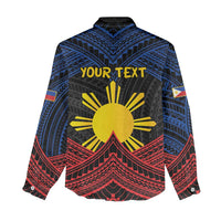 Personalized Philippines Women Casual Shirt Polynesian Tribal Tattoo with Filipino Flag Motif
