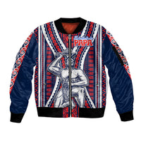 Aotearoa Father's Day Gift For Dad Sleeve Zip Bomber Jacket Aroha Ahau Ki A Koe Papa - Maori Style Pattern LT9 Unisex Red - Polynesian Pride