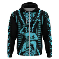 Aotearoa Fathers Day Gift For Dad Hoodie Aroha Ahau Ki A Koe Papa Aqua Maori Style Pattern LT9 Zip Hoodie Aqua - Polynesian Pride