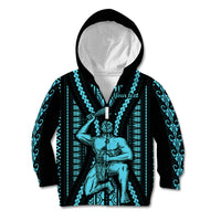Personalised Aotearoa Father's Day Gift For Dad Kid Hoodie Aroha Ahau Ki A Koe Papa - Aqua Maori Style Pattern LT9 Zip Hoodie Aqua - Polynesian Pride