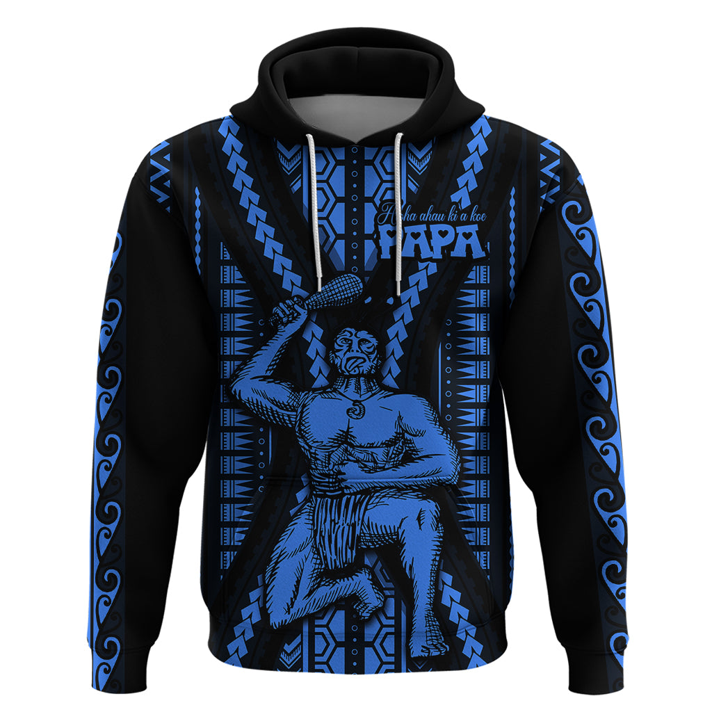 Aotearoa Fathers Day Gift For Dad Hoodie Aroha Ahau Ki A Koe Papa Blue Maori Style Pattern LT9 Pullover Hoodie Blue - Polynesian Pride