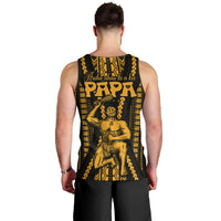 Aotearoa Father's Day Gift For Dad Men Tank Top Aroha Ahau Ki A Koe Papa - Gold Maori Style Pattern LT9 - Polynesian Pride