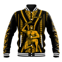Personalised Aotearoa Father's Day Gift For Dad Baseball Jacket Aroha Ahau Ki A Koe Papa - Gold Maori Style Pattern LT9 Unisex Gold - Polynesian Pride