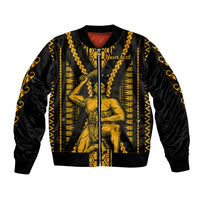Personalised Aotearoa Father's Day Gift For Dad Bomber Jacket Aroha Ahau Ki A Koe Papa - Gold Maori Style Pattern LT9 Unisex Gold - Polynesian Pride