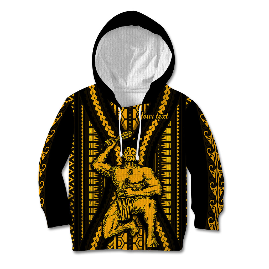 Personalised Aotearoa Father's Day Gift For Dad Kid Hoodie Aroha Ahau Ki A Koe Papa - Gold Maori Style Pattern LT9 Hoodie Gold - Polynesian Pride