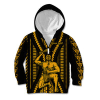 Personalised Aotearoa Father's Day Gift For Dad Kid Hoodie Aroha Ahau Ki A Koe Papa - Gold Maori Style Pattern LT9 Zip Hoodie Gold - Polynesian Pride