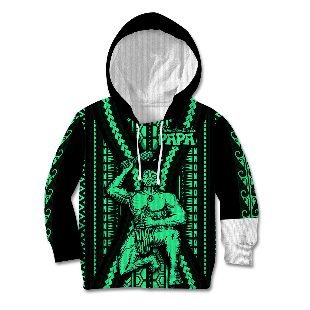 Maori Fathers Day New Zealand Kid Hoodie Aroha Ahau Ki A Koe Papa - Green LT9 Hoodie Green - Polynesian Pride