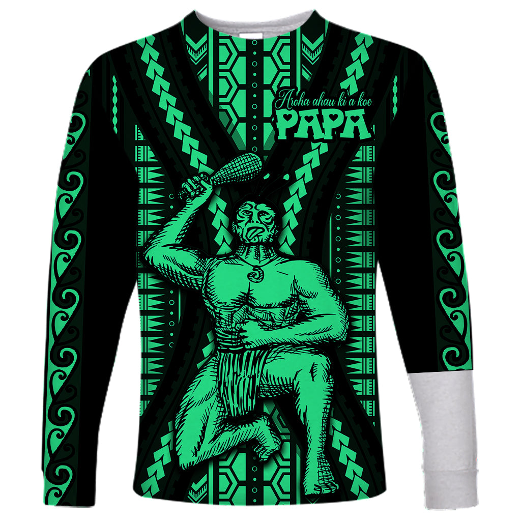 Maori Fathers Day New Zealand Long Sleeve Shirt Aroha Ahau Ki A Koe Papa - Green LT9 Unisex Green - Polynesian Pride