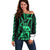 Maori Fathers Day New Zealand Off Shoulder Sweater Aroha Ahau Ki A Koe Papa - Green LT9 Women Green - Polynesian Pride