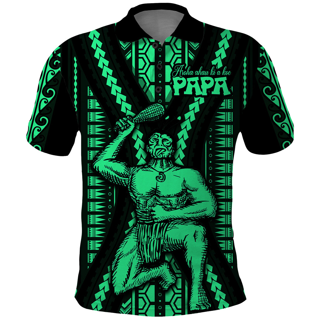 Maori Fathers Day New Zealand Polo Shirt Aroha Ahau Ki A Koe Papa Green LT9 Green - Polynesian Pride