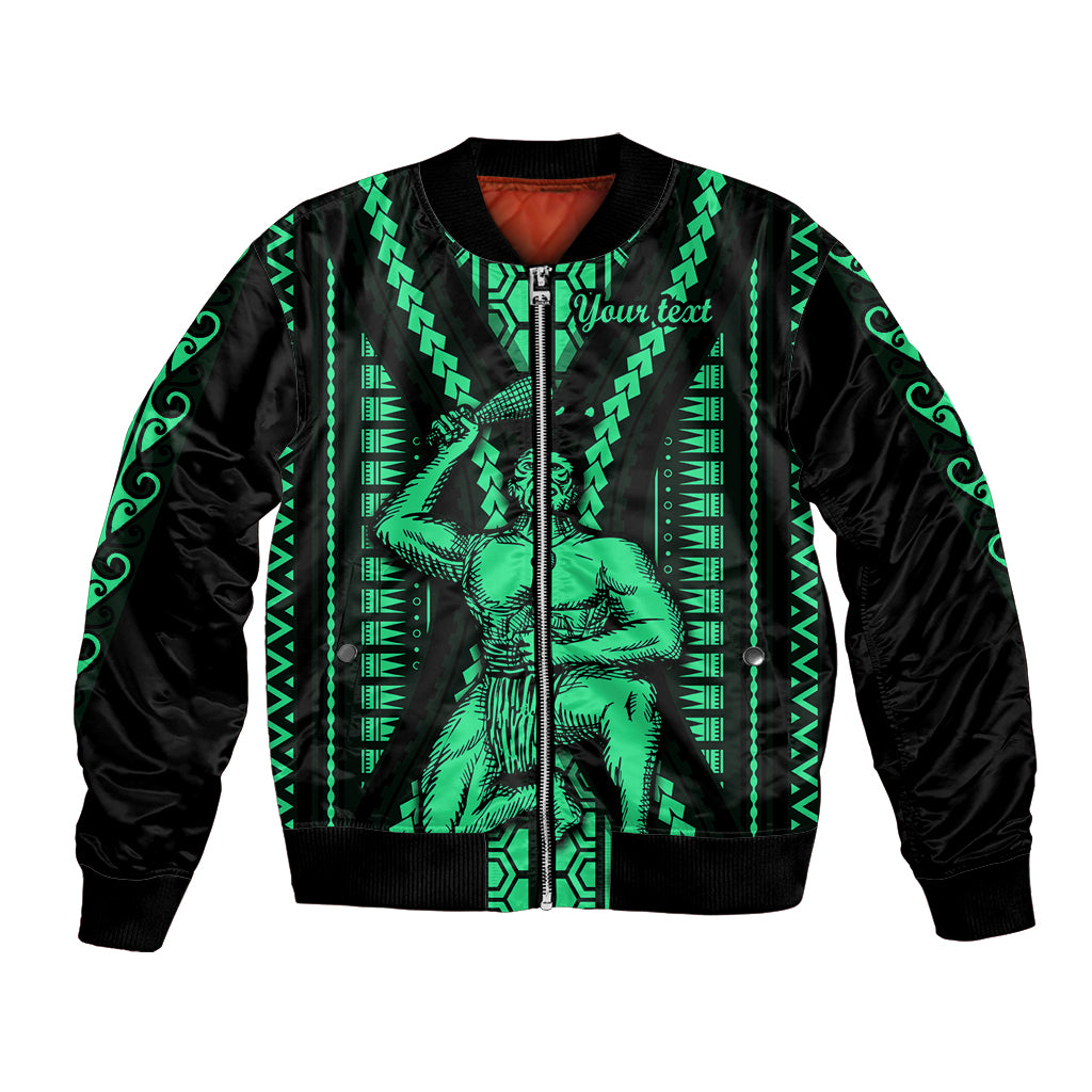 Custom Maori Fathers Day New Zealand Bomber Jacket Aroha Ahau Ki A Koe Papa - Green LT9 Unisex Green - Polynesian Pride