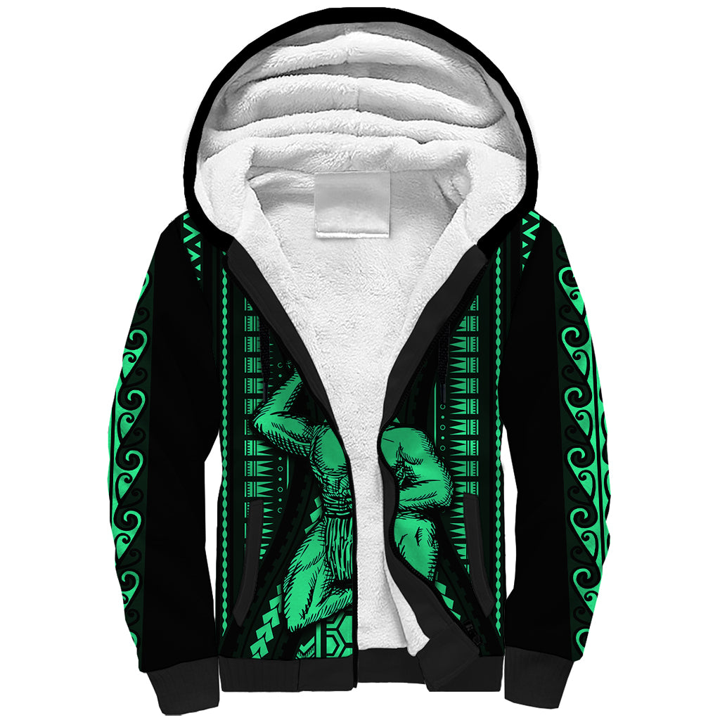 Custom Maori Fathers Day New Zealand Sherpa Hoodie Aroha Ahau Ki A Koe Papa - Green LT9 Unisex Green - Polynesian Pride