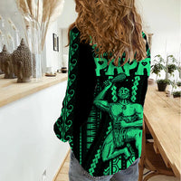 Custom Maori Fathers Day New Zealand Women Casual Shirt Aroha Ahau Ki A Koe Papa - Green LT9 - Polynesian Pride