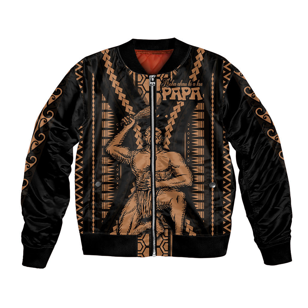 Maori Fathers Day New Zealand Bomber Jacket Aroha Ahau Ki A Koe Papa - Nude LT9 Unisex Nude - Polynesian Pride