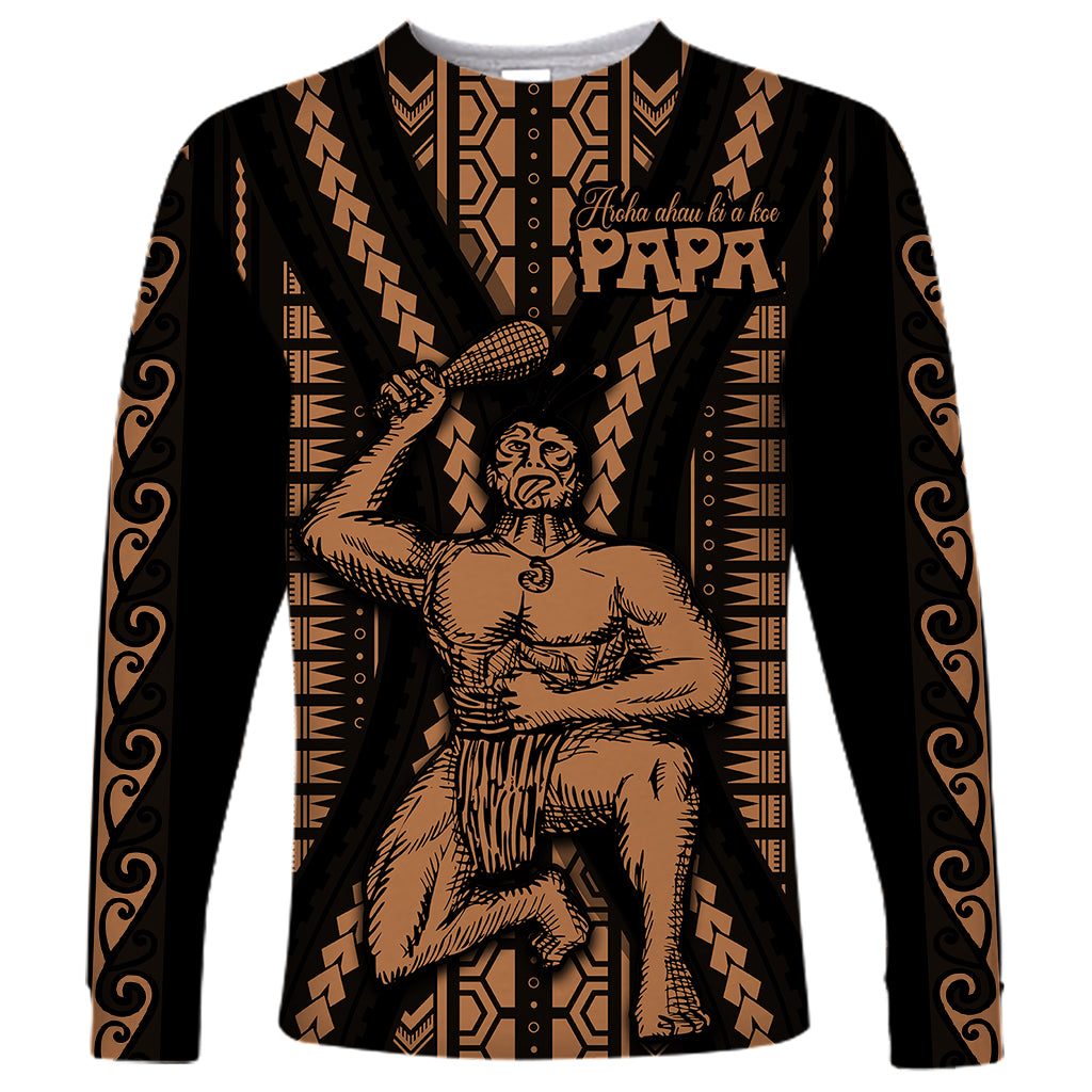 Maori Fathers Day New Zealand Long Sleeve Shirt Aroha Ahau Ki A Koe Papa - Nude LT9 Unisex Nude - Polynesian Pride