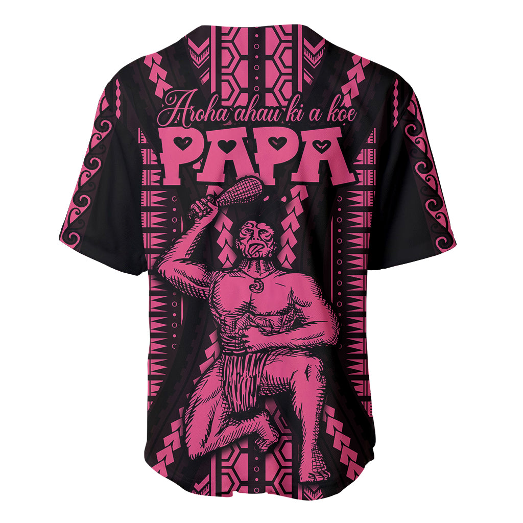 Maori Fathers Day New Zealand Baseball Jersey Aroha Ahau Ki A Koe Papa - Pink LT9 - Polynesian Pride