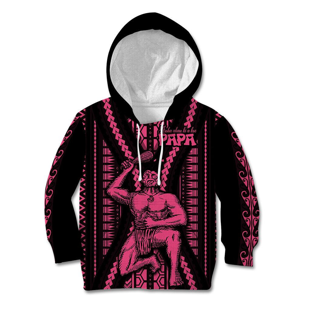 Maori Fathers Day New Zealand Kid Hoodie Aroha Ahau Ki A Koe Papa - Pink LT9 Hoodie Pink - Polynesian Pride