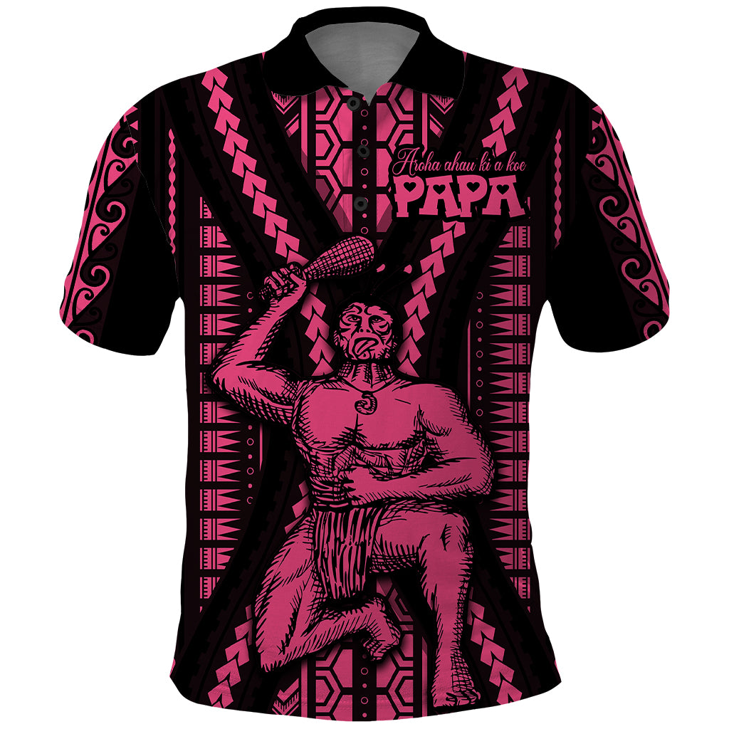 Maori Fathers Day New Zealand Polo Shirt Aroha Ahau Ki A Koe Papa Pink LT9 Pink - Polynesian Pride