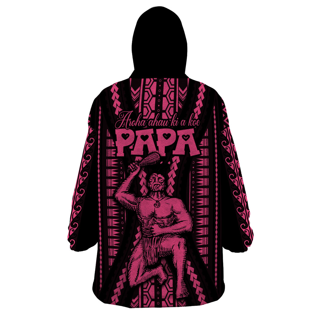 Maori Fathers Day New Zealand Wearable Blanket Hoodie Aroha Ahau Ki A Koe Papa - Pink LT9 - Polynesian Pride