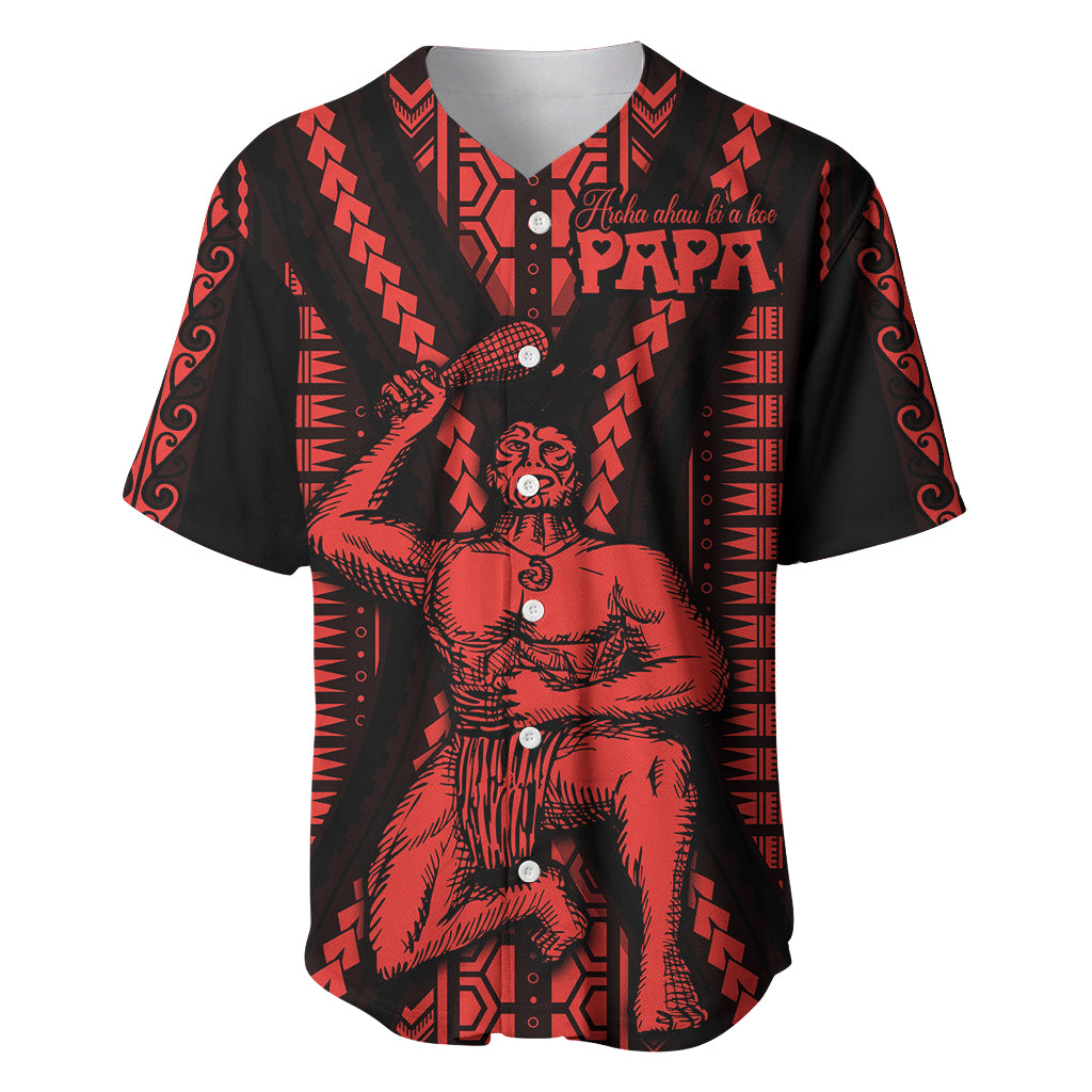 Maori Fathers Day New Zealand Baseball Jersey Aroha Ahau Ki A Koe Papa - Red LT9 Red - Polynesian Pride