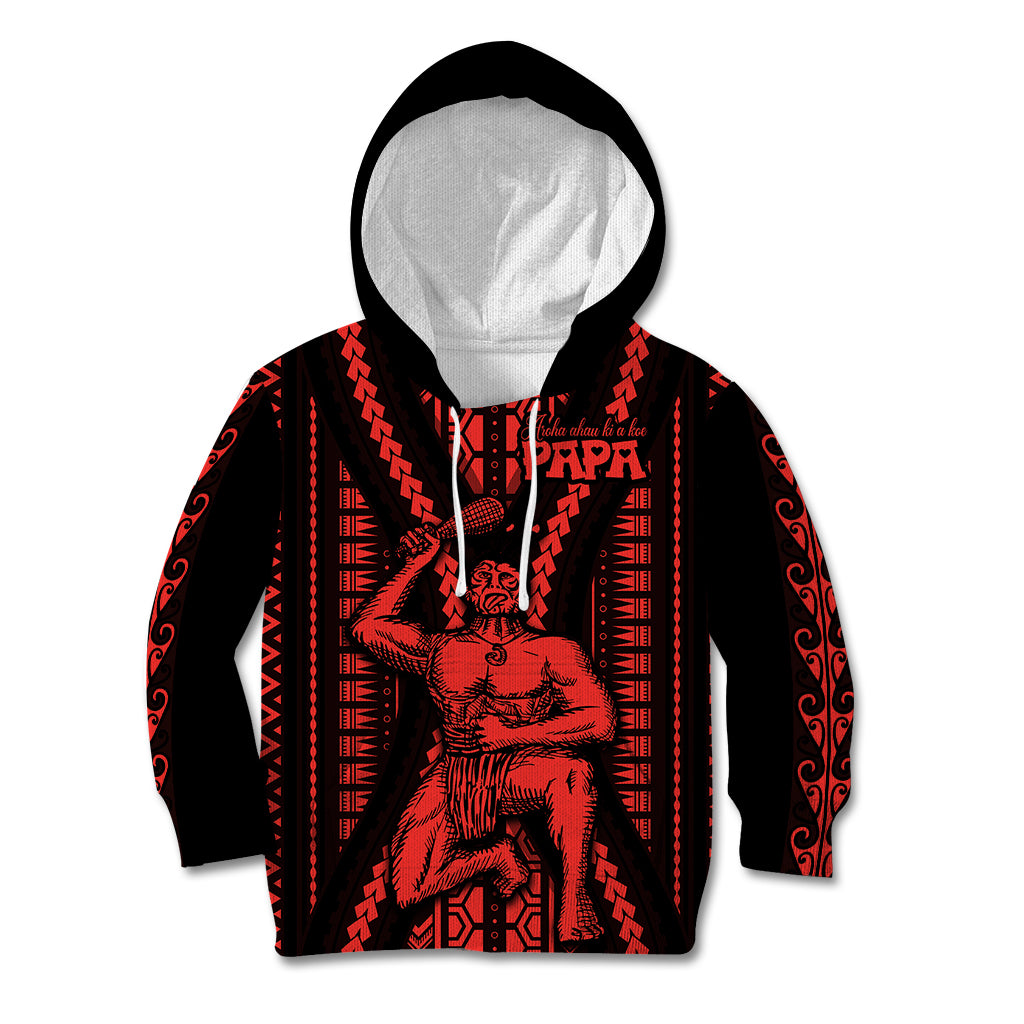 Maori Fathers Day New Zealand Kid Hoodie Aroha Ahau Ki A Koe Papa - Red LT9 Hoodie Red - Polynesian Pride