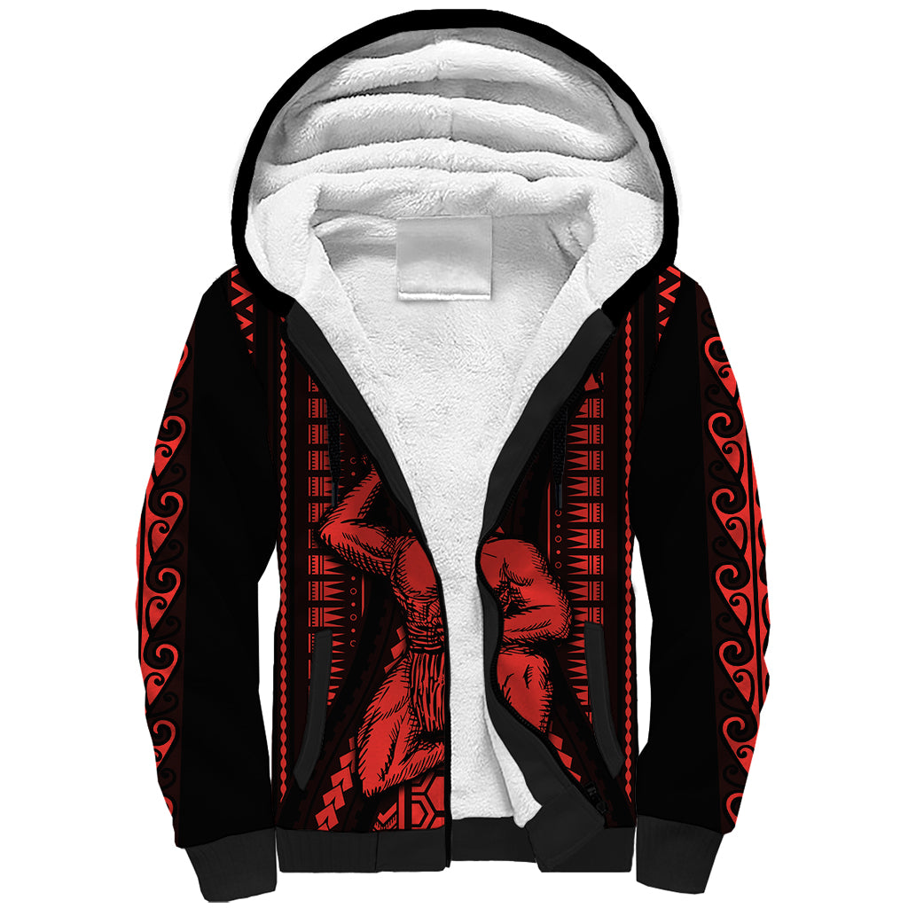 Maori Fathers Day New Zealand Sherpa Hoodie Aroha Ahau Ki A Koe Papa - Red LT9 Unisex Red - Polynesian Pride