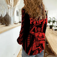 Maori Fathers Day New Zealand Women Casual Shirt Aroha Ahau Ki A Koe Papa - Red LT9 - Polynesian Pride