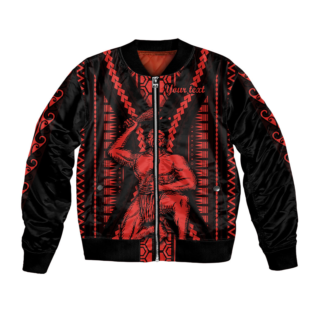 Custom Maori Fathers Day New Zealand Bomber Jacket Aroha Ahau Ki A Koe Papa - Red LT9 Unisex Red - Polynesian Pride