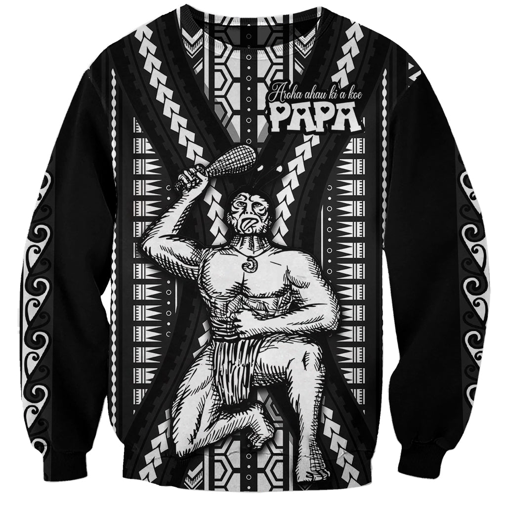 Maori Fathers Day New Zealand Sweatshirt Aroha Ahau Ki A Koe Papa - Black LT9 Unisex Black - Polynesian Pride