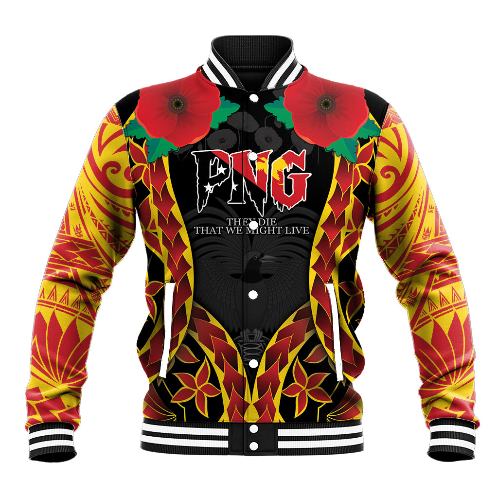 Personalised Papua New Guinea Remembrance Day Baseball Jacket LT9 Unisex Red - Polynesian Pride