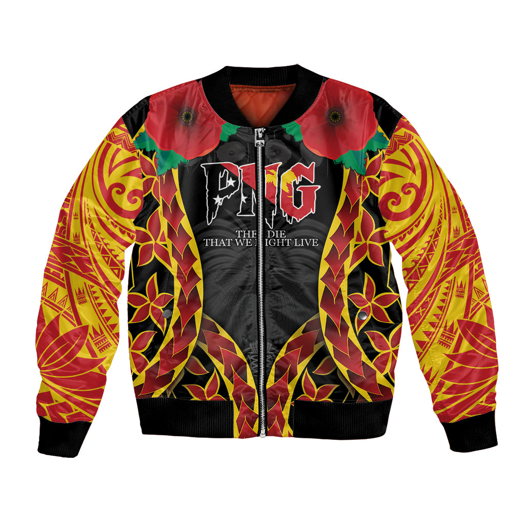 Personalised Papua New Guinea Remembrance Day Bomber Jacket LT9 Unisex Red - Polynesian Pride