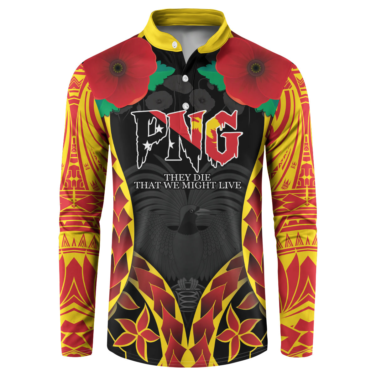 Personalised Papua New Guinea Remembrance Day Button Sweatshirt LT9 Red - Polynesian Pride