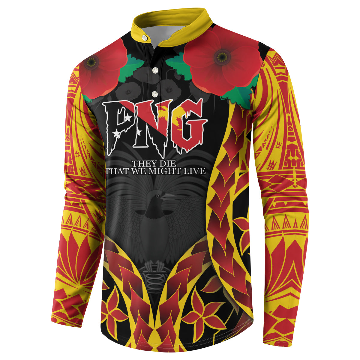Personalised Papua New Guinea Remembrance Day Button Sweatshirt LT9 - Polynesian Pride
