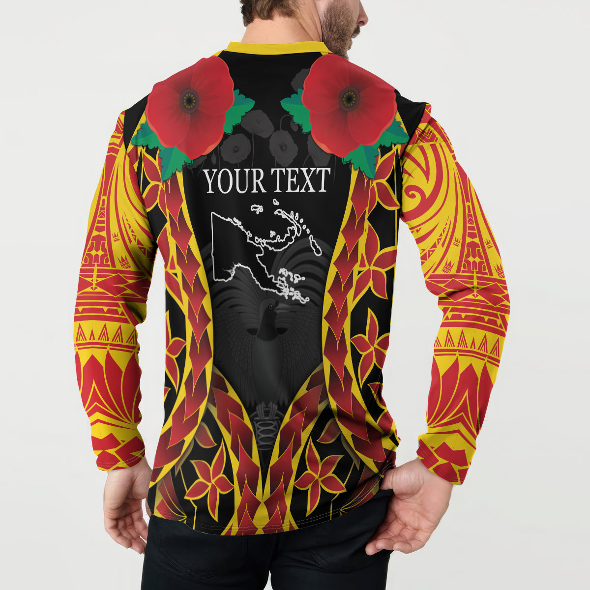 Personalised Papua New Guinea Remembrance Day Button Sweatshirt LT9 - Polynesian Pride