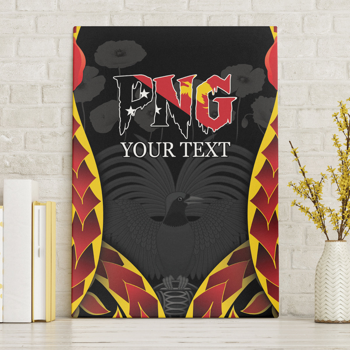 Personalised Papua New Guinea Remembrance Day Canvas Wall Art LT9 Without Frame Red - Polynesian Pride