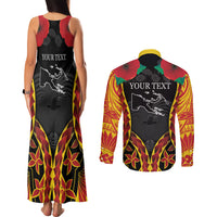 Personalised Papua New Guinea Remembrance Day Couples Matching Tank Maxi Dress and Long Sleeve Button Shirt LT9 - Polynesian Pride