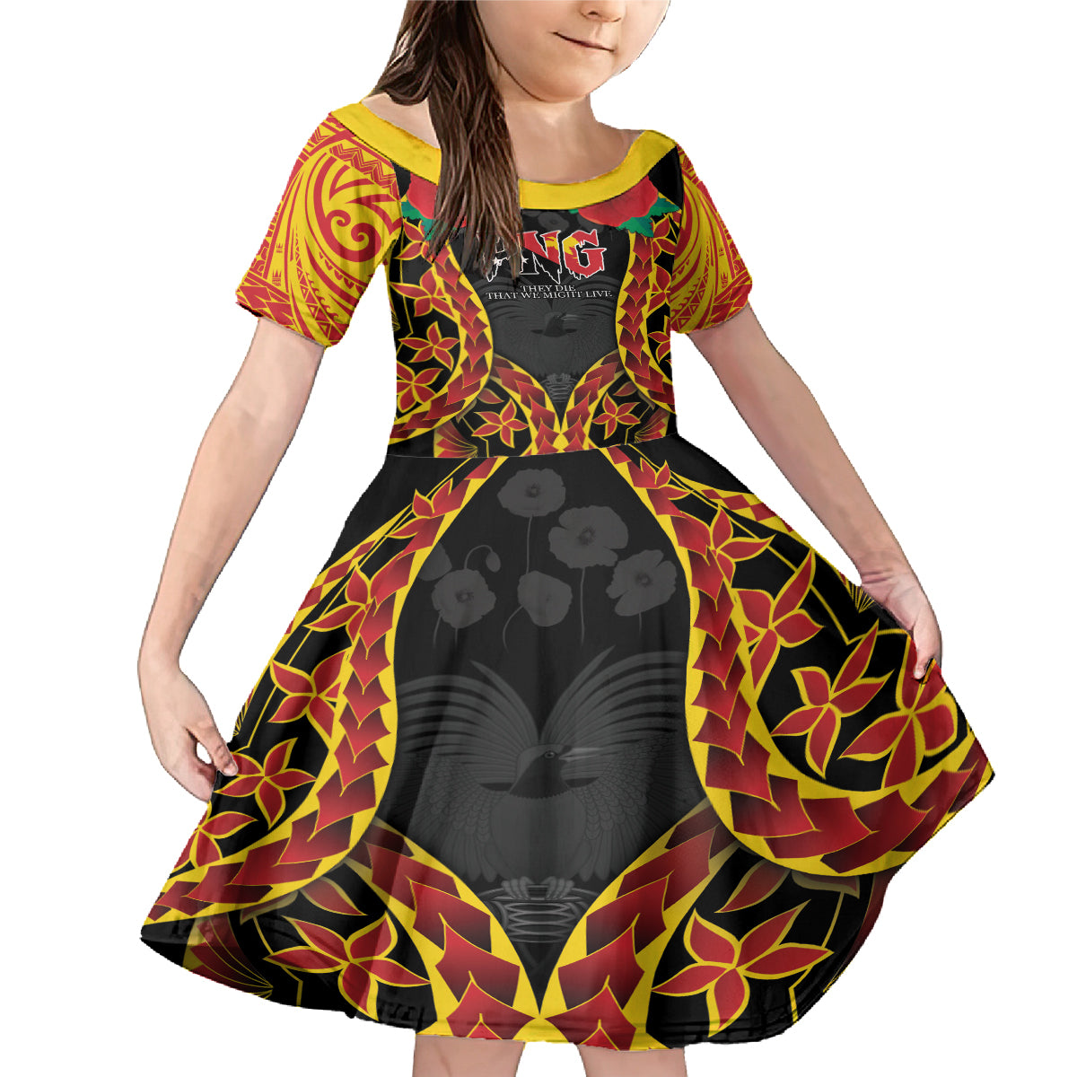 Personalised Papua New Guinea Remembrance Day Family Matching Mermaid Dress and Hawaiian Shirt