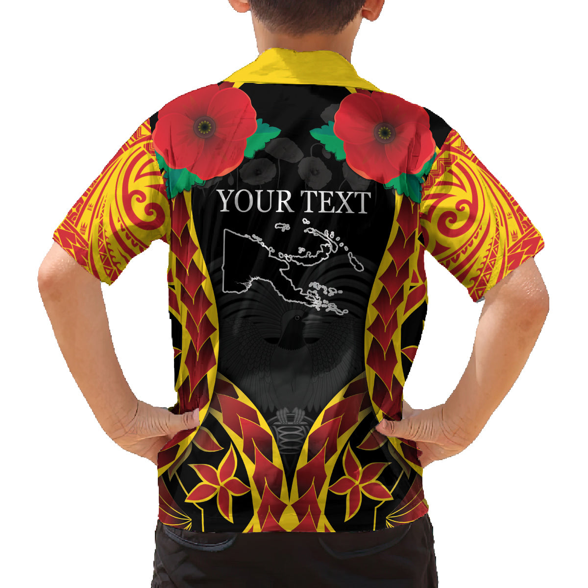 Personalised Papua New Guinea Remembrance Day Family Matching Off Shoulder Maxi Dress and Hawaiian Shirt LT9 - Polynesian Pride