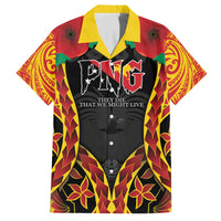 Personalised Papua New Guinea Remembrance Day Family Matching Off Shoulder Maxi Dress and Hawaiian Shirt LT9 Dad's Shirt - Short Sleeve Red - Polynesian Pride