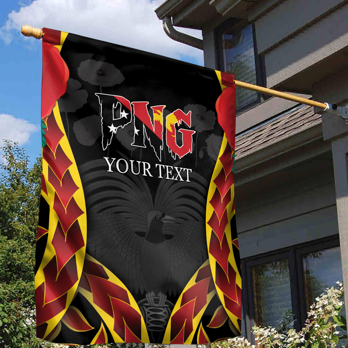 Personalised Papua New Guinea Remembrance Day Garden Flag LT9 - Polynesian Pride