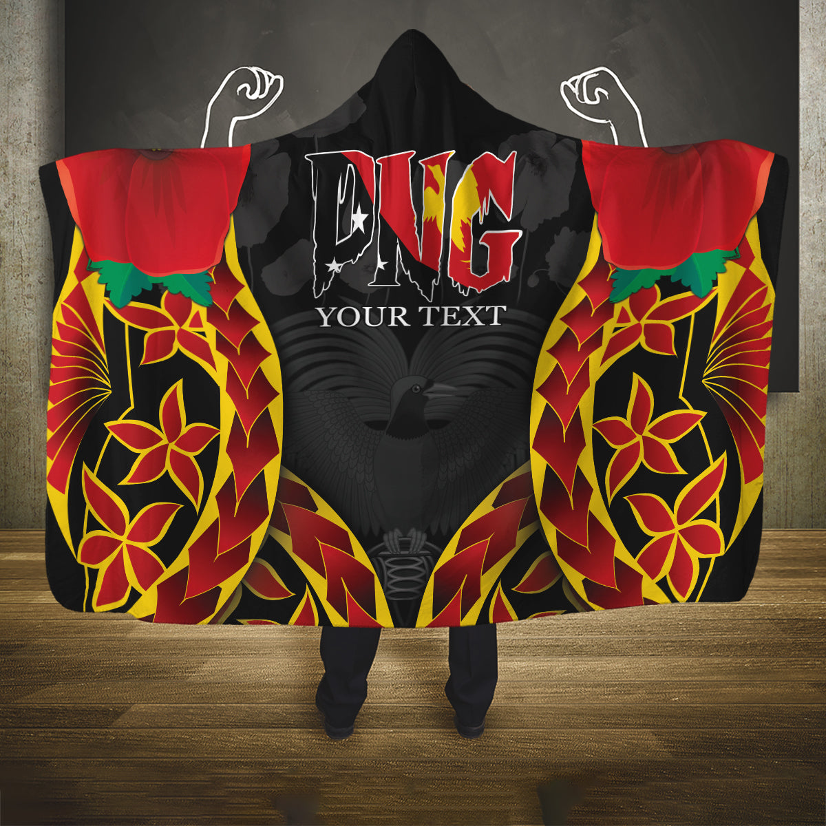 Personalised Papua New Guinea Remembrance Day Hooded Blanket LT9 One Size Red - Polynesian Pride
