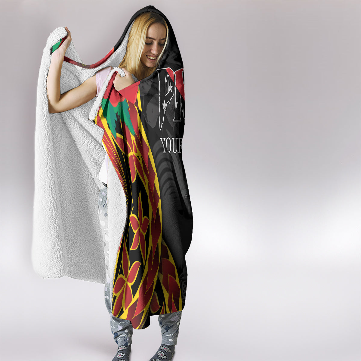 Personalised Papua New Guinea Remembrance Day Hooded Blanket LT9 - Polynesian Pride