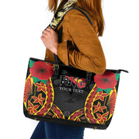 Personalised Papua New Guinea Remembrance Day Leather Tote Bag LT9 Red - Polynesian Pride