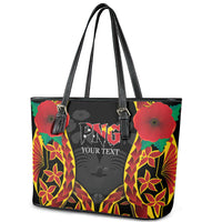 Personalised Papua New Guinea Remembrance Day Leather Tote Bag LT9 - Polynesian Pride